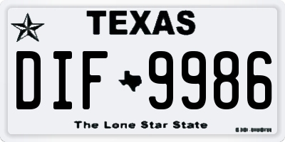 TX license plate DIF9986