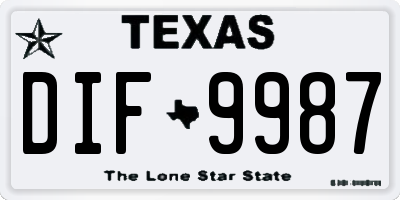 TX license plate DIF9987