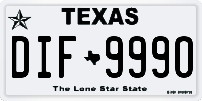 TX license plate DIF9990