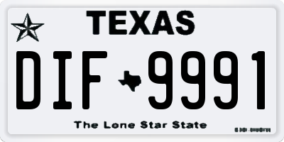 TX license plate DIF9991
