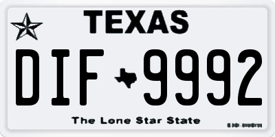 TX license plate DIF9992