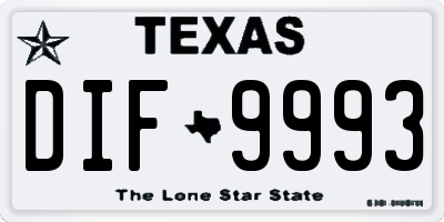 TX license plate DIF9993