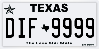 TX license plate DIF9999