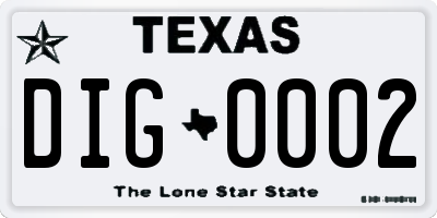 TX license plate DIG0002