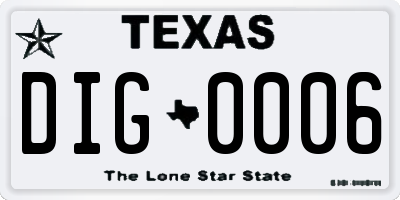 TX license plate DIG0006