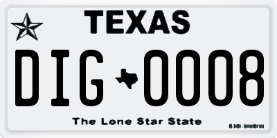 TX license plate DIG0008