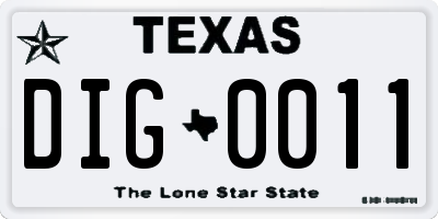 TX license plate DIG0011