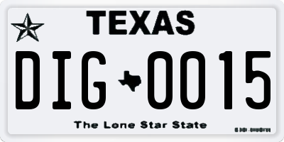 TX license plate DIG0015