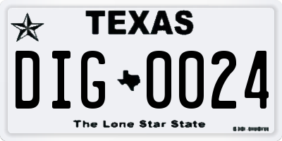 TX license plate DIG0024