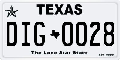 TX license plate DIG0028
