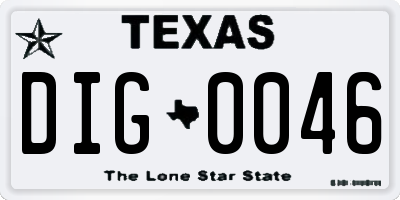 TX license plate DIG0046