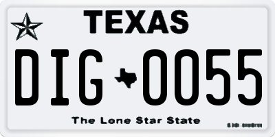 TX license plate DIG0055