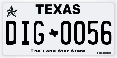 TX license plate DIG0056