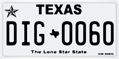 TX license plate DIG0060