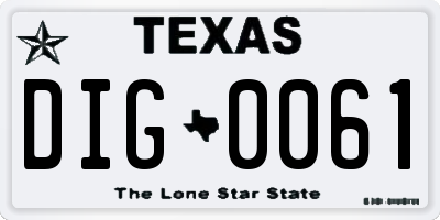 TX license plate DIG0061