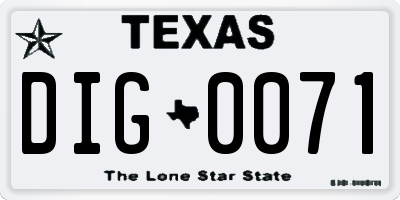 TX license plate DIG0071