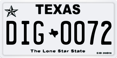 TX license plate DIG0072