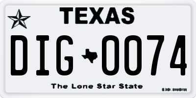 TX license plate DIG0074