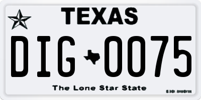 TX license plate DIG0075