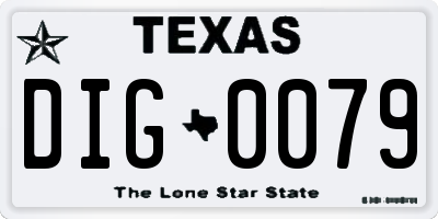TX license plate DIG0079