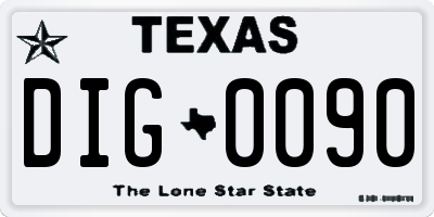 TX license plate DIG0090