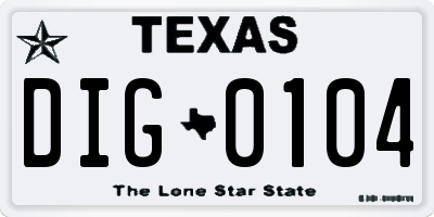 TX license plate DIG0104