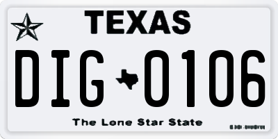 TX license plate DIG0106