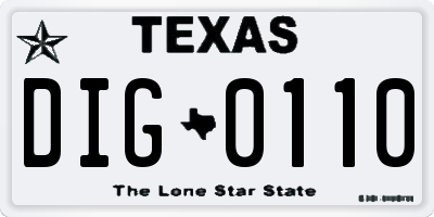TX license plate DIG0110