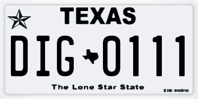 TX license plate DIG0111