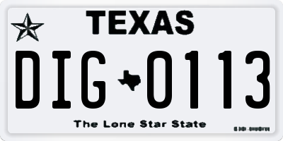 TX license plate DIG0113