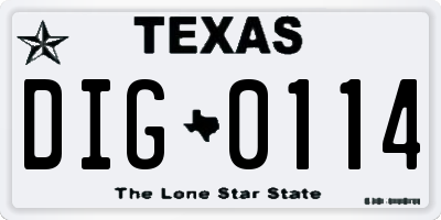 TX license plate DIG0114