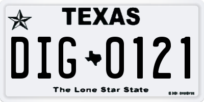 TX license plate DIG0121