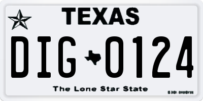 TX license plate DIG0124