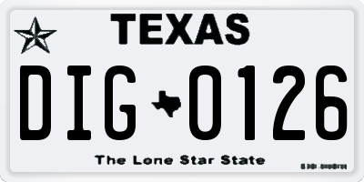 TX license plate DIG0126