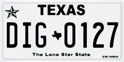 TX license plate DIG0127