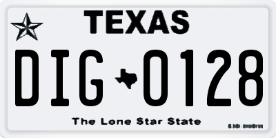 TX license plate DIG0128