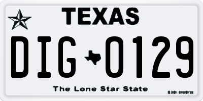 TX license plate DIG0129
