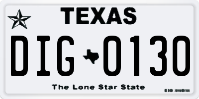 TX license plate DIG0130