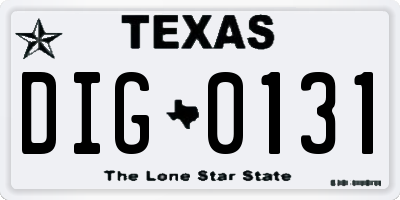 TX license plate DIG0131