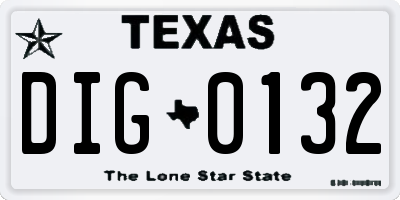 TX license plate DIG0132