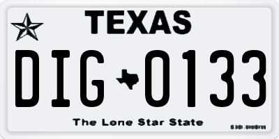 TX license plate DIG0133