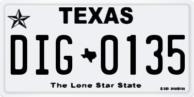 TX license plate DIG0135