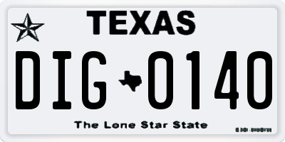 TX license plate DIG0140
