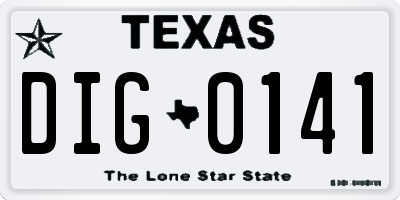 TX license plate DIG0141
