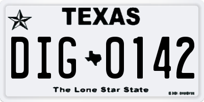 TX license plate DIG0142
