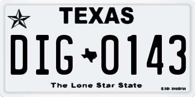 TX license plate DIG0143