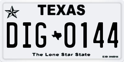 TX license plate DIG0144
