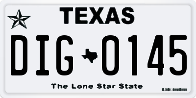 TX license plate DIG0145