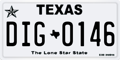 TX license plate DIG0146