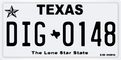 TX license plate DIG0148